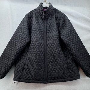 EUC Women’s Plus Size Lands’ End Quilted Puffer Jacket Black size 1X (16-18W)